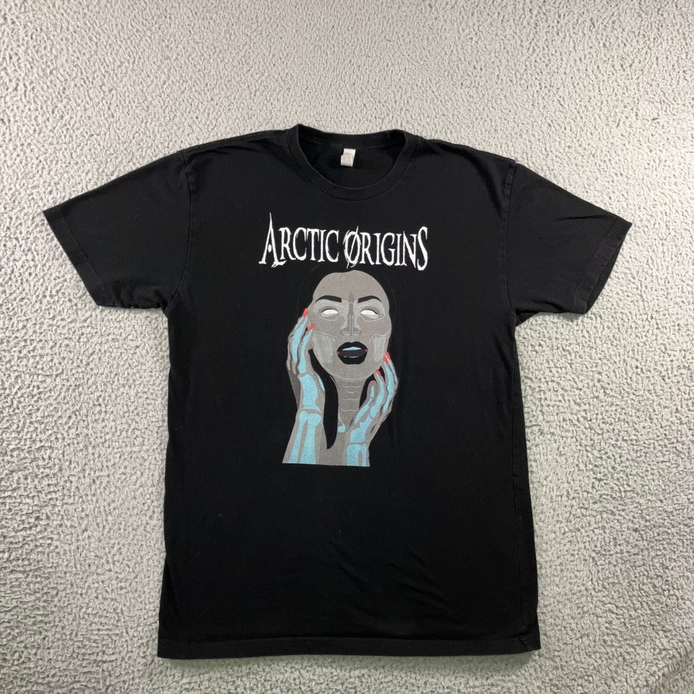 Arctic Origins Graphic T‎ Shirt Black Men Medium Streetwear Band Face Grunge